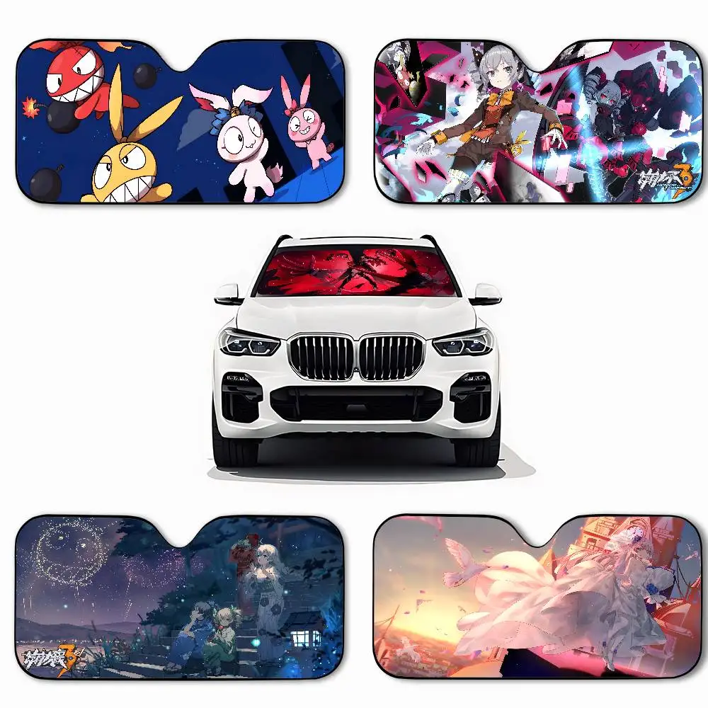 Honkai تأثير الزجاج الأمامي ظلة نافذة السيارة غطاء الزجاج الأمامي الشمس الظل السيارات الشمس قناع سيارة يغطي سيارة الحماية من الشمس