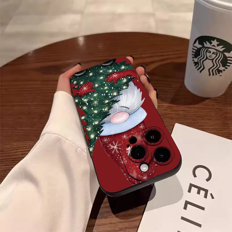 Santa Claus Elk Christmas Tree Phone Case For iPhone 11 12 13 14 15 16 17 Air Pro Max Mini XS X XR 7 8 Plus SE2 Shockproof Cover - náhled 4