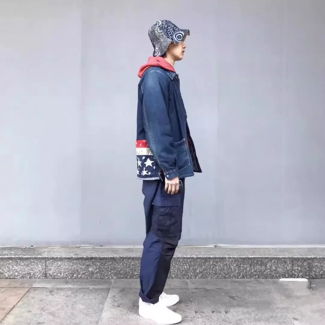 VISVIM ICT GANG tuta Denim lavato giacca in cotone vintage