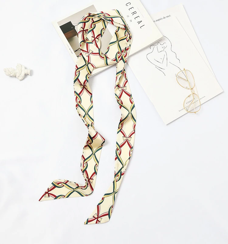 Spring Summer Women Dress Pants Belt Fashion Printing Multifunctional Women Imitation Silk Scarf Hats Ribbon Bag Straps 5X195CM