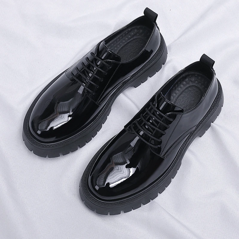 Mens Black Patent Leather Lace - Men Formal Wear All Black ulasan dan harga