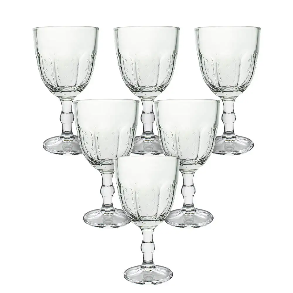 Glass Cups 300ml 6 Pieces Clover Transparent-Casambiente Tcvi119