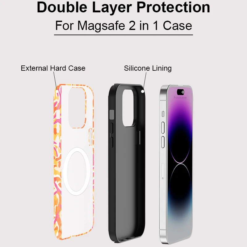 Fcicicase Magnetic Funda Case for IPHONE 16 Pro Max 15 14 13 12 11 PRO Plus Double-layer Acrylic TPU Shockproof Painting Cases