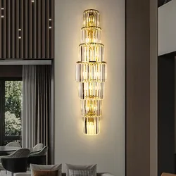 Nordic Porch Large Crystal Wall Lamps For Living Room Hall Loft Bedside Wall Light Modern Luxury Home Decor Wall Sconce Fixtures