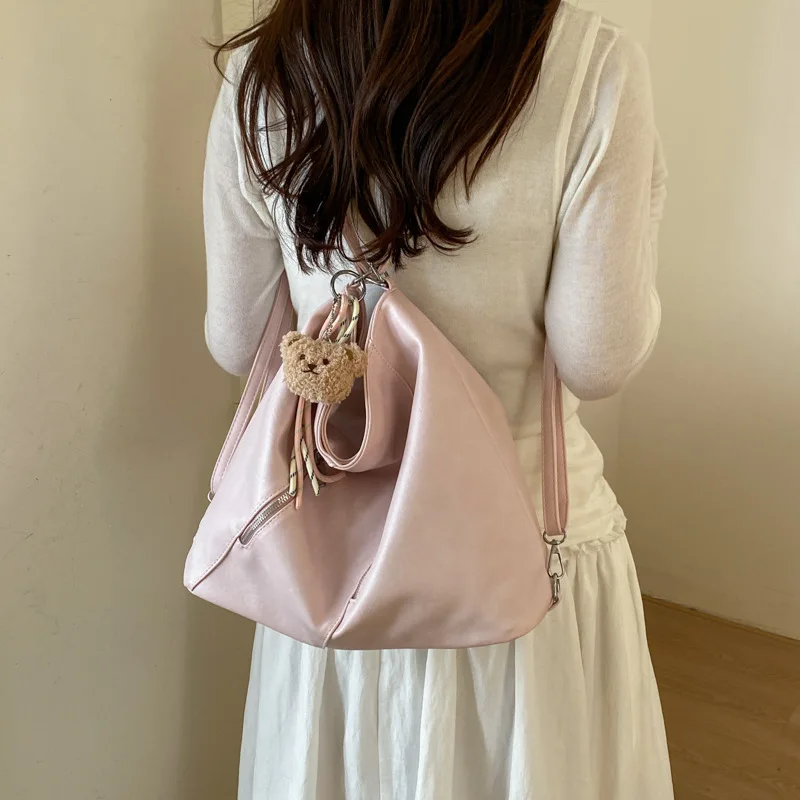

functional tote bag women's 2026 new trendy fashion high sense large capacity commuting double back shoulder bag women