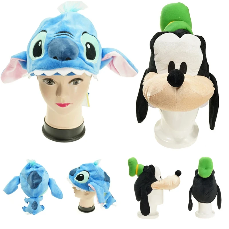 Disney Anime Stitch Hat Figures Plush Doll Toy Cute Dog Goofy Cotton Warm Hat Cosplay Cap For Winter Keep Warm Adult Girl Boy