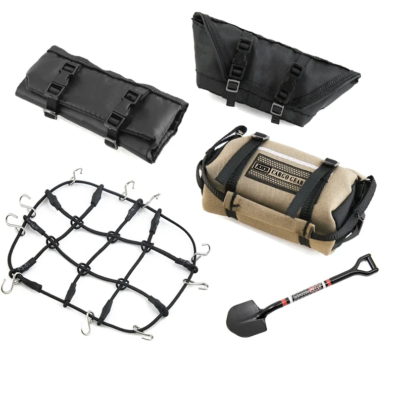 WOWFU-5Pcs Storage Bag Roof Bag Sleeping Bag Luggage Net Shovel Decoration For TRX4M Axial SCX24 1/18 1/24 RC Crawler Car