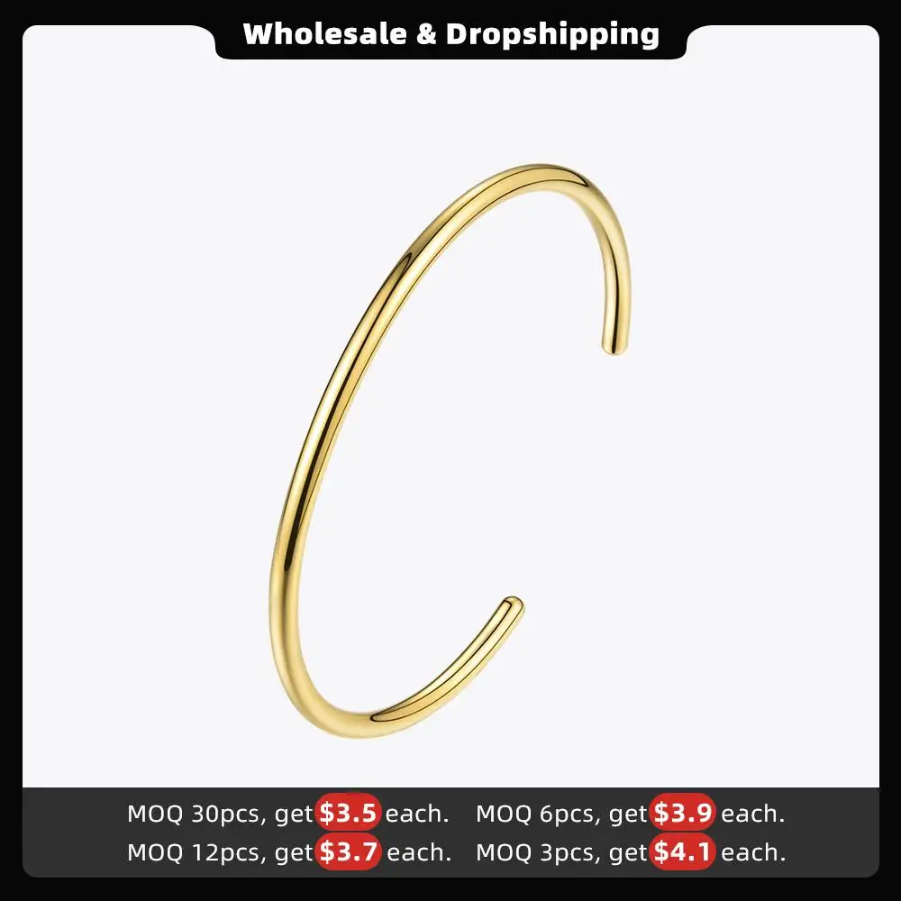 Enfashion Basic Cuff Bracelet Manchette Gold color Stainless steel Bangle Bracelet For Women and Men Bracelets Bangles Pulseiras