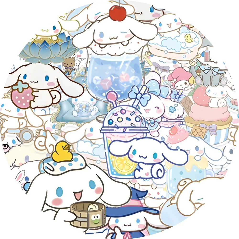 10/30/50pcs Cute Anime Cartoon Sanrio Transparent Cinnamoroll Stickers DIY Laptop Fridge Phone Diary Funny Aesthetic Sticker Toy