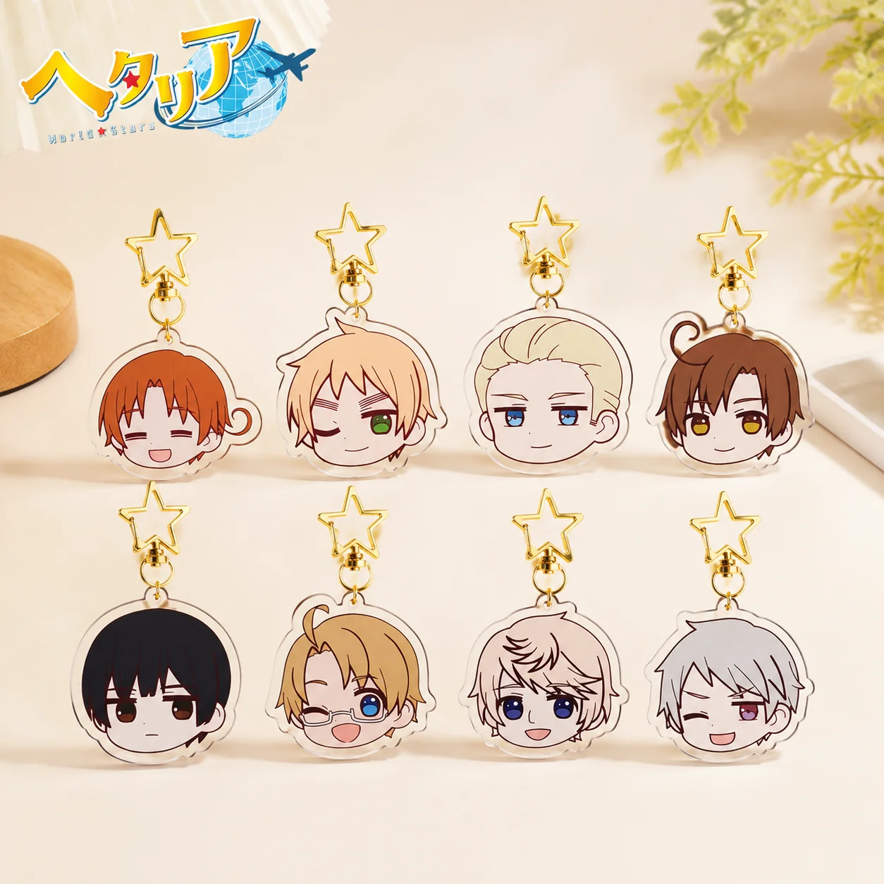 Latest Hetalia World Stars Series Acrylic Keychain,Feliciano Arthur Ludwig Kiku Alfred Ivan Gilbert,Anime Acrylic Standee