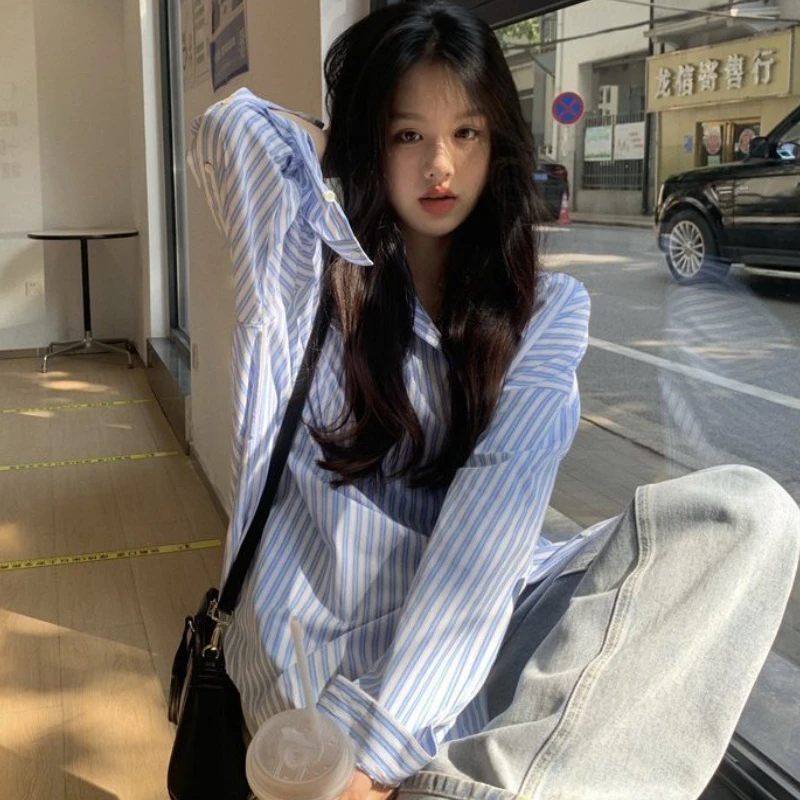 Shirts Women Striped Casual Loose All-match Korean Style Fashion Chic Simple Streetwear Spring New Cozy Harajuku Females Clothes