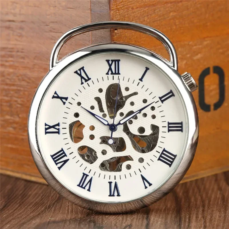 

Steampunk Big Size Men Women Pocket Watch Skeleton Handwinding Mechanical Watches Roman Number Clock Pendant Chain Open Face