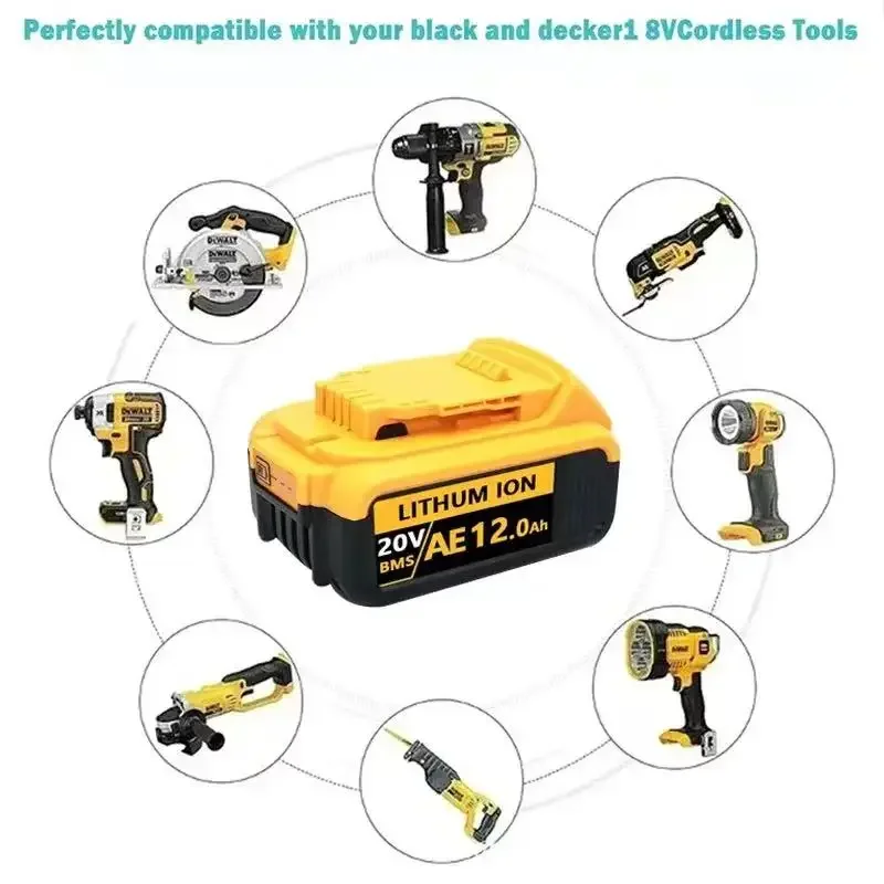 Batería de iones de litio de repuesto para DeWalt, herramienta eléctrica de 20 V, DCB200, 6.0Ah, 18.0Ah, DCB205, DCB201, DCB203, máx. de 20 voltios con cargador