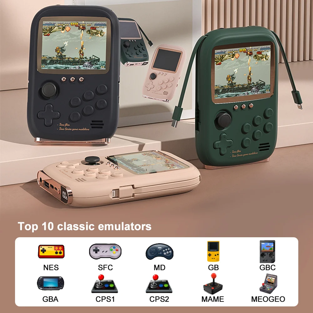 Consola de juegos Retro Power Bank, más de 10000 juegos Arcade, capacidad de 6000mAh, pantalla a Color suave de 3,2 pulgadas para NES SFC MD GB GBC GBA CPS