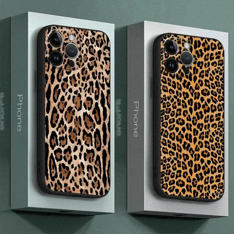 Print Ins Creative Leopard Phone Case for Apple iPhone 15 Pro Max 14 13 11 Pro 12 Mini SE X XS Max XR 78 Plus Cover Silicone