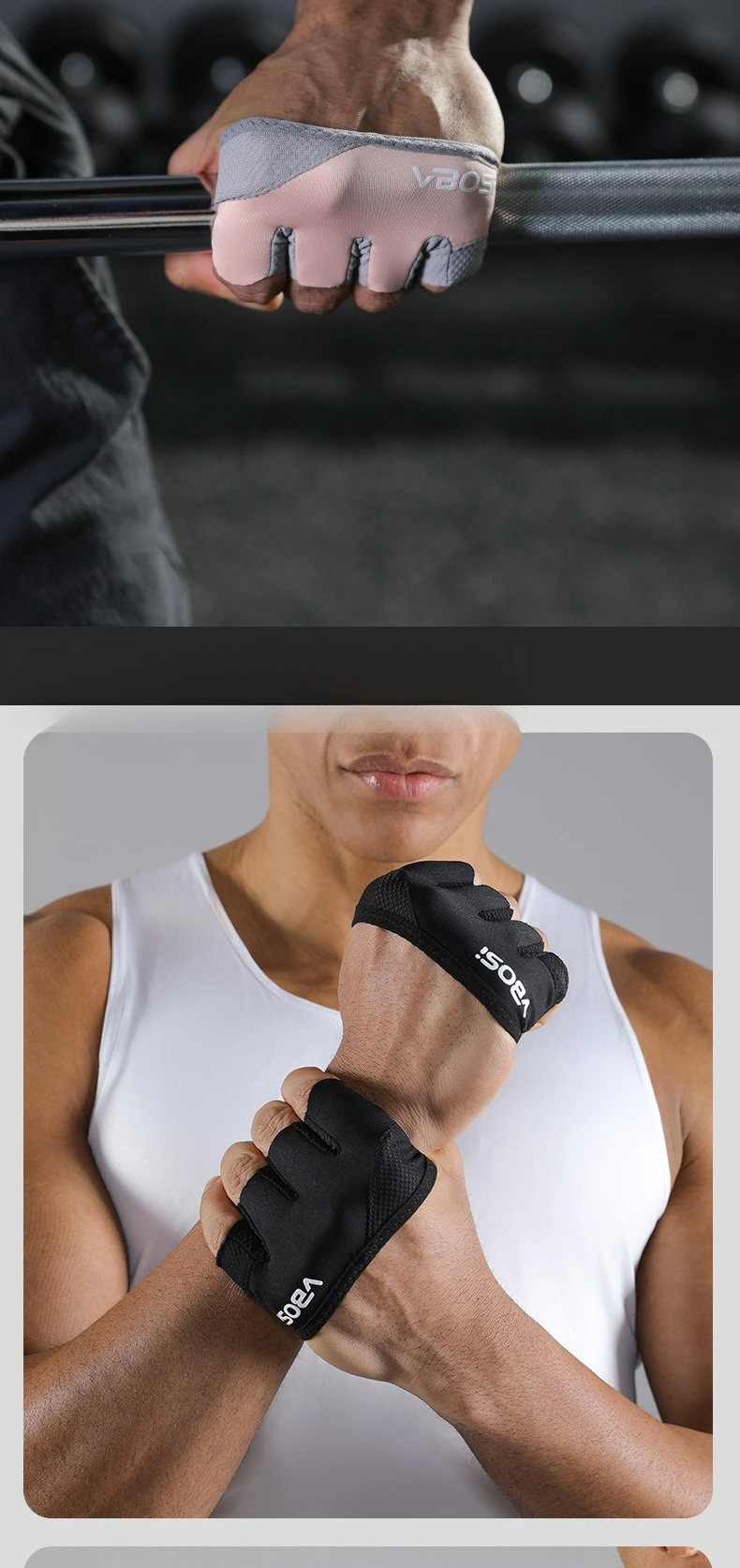 Guanti da allenamento per sollevamento pesi da palestra con supporto per il polso, traspiranti e protezione completa del palmo, per uomini e donne, appendere, pull up