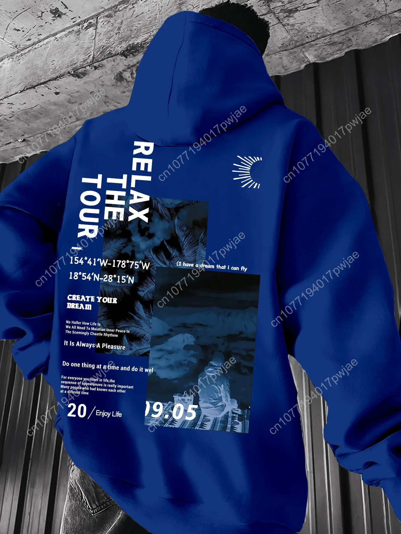 Relax The Tour Print, Felpa con cappuccio alla moda con stampa alla moda da uomo Camicia sportiva casual con cappuccio Top versatile Abbigliamento da uomo per F