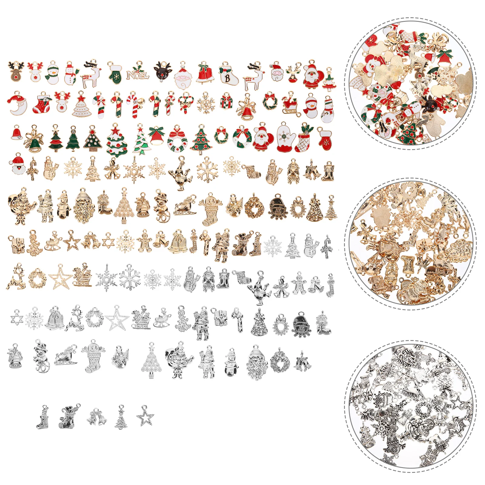150pcs Christmas Accessories DIY Jewelry Pendants Alloy Making Bracelet Charms Sturdy Premium Classic Elements Various Styles