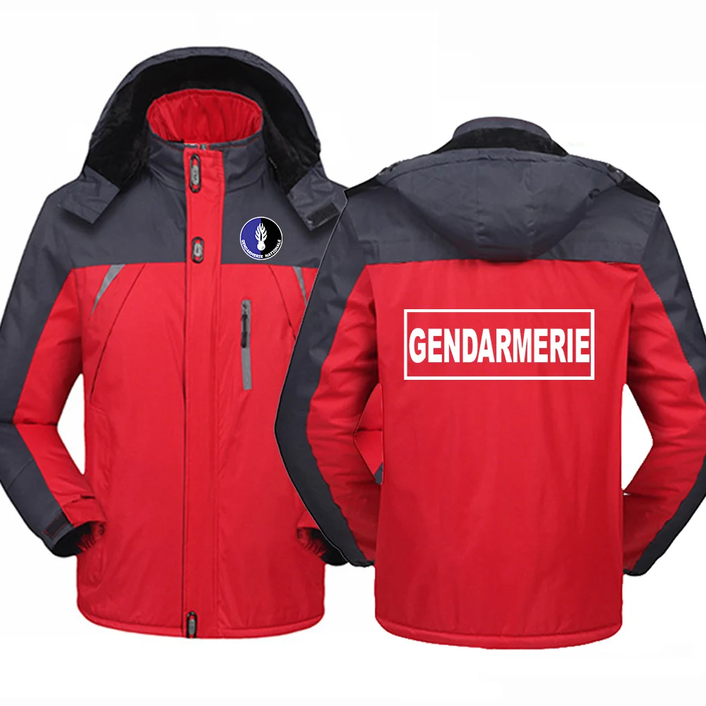 Winter Jacket Men Cotton Padded 2022 French Police Gendarmerie Warm Parka Coat Casual Hooded Fleece Long Male Windbreaker Tops