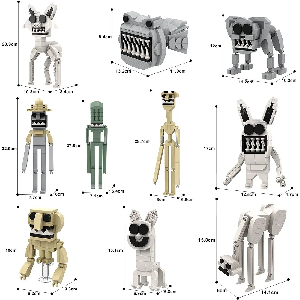 Horror Gra Zoonomytowane potwory Figurka Klocki do budowania Zestaw modeli MOC Zoo Animal Cat Slime Bricks Edu Zabawka Prezent urodzinowy dla dzieci