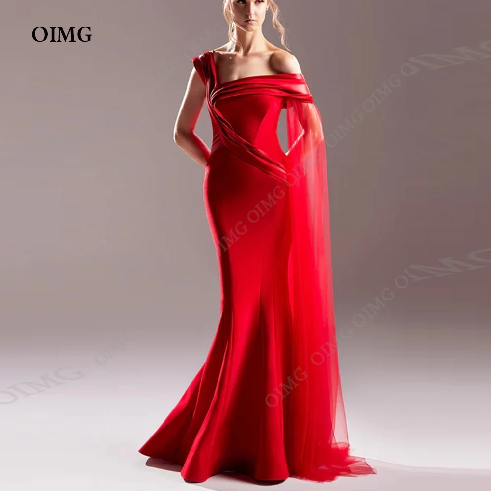 OIMG gaun malam panjang warna merah antik gaun Prom Formal bahan Satin gaun wanita untuk acara spesial