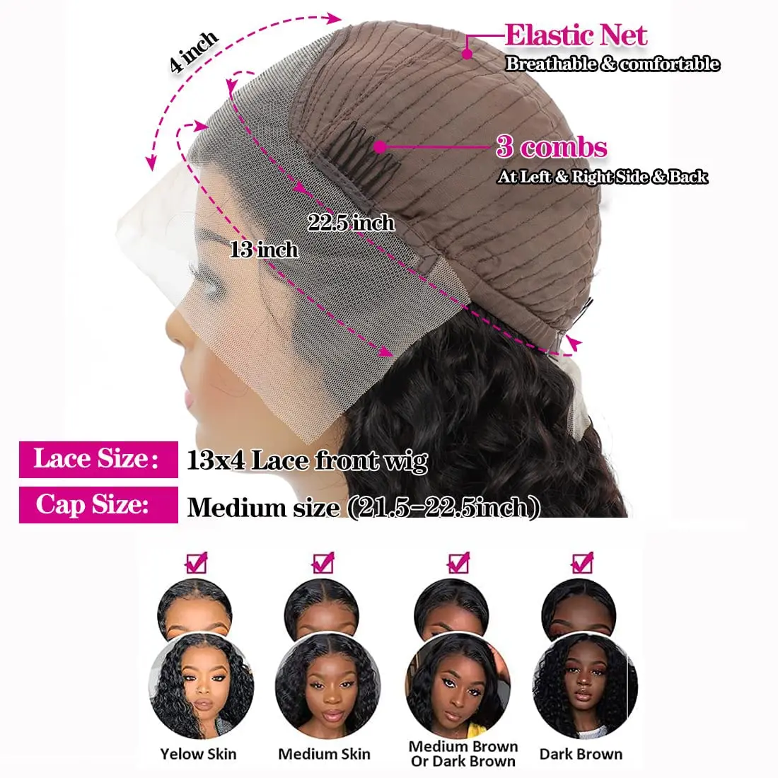 40 Inch Deep Wave Lace Front Wigs Human Hair 13x4 HD Transparent Lace Frontal Curly Wigs for Women 250% Density Glueless Wigs image 5