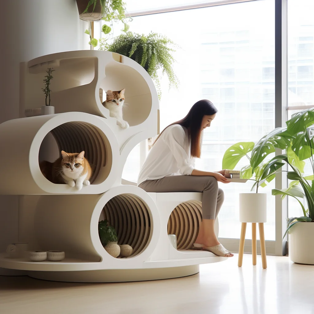 Modern 3D printing Wang She cat villa can be customized multi-layer wooden cat nest tree hole climbing frame cat pet supplies