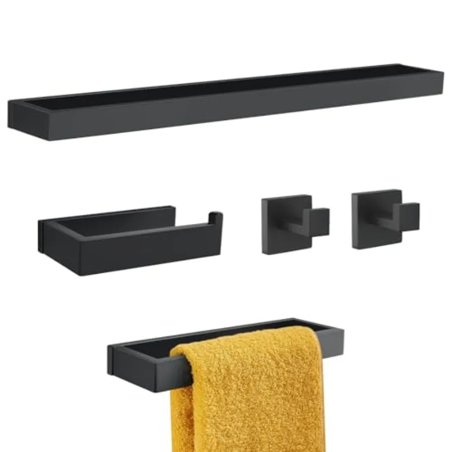 

Набор для ванной комнаты из 5 предметов: настенный держатель для полотенец из нержавеющей стали, 23,6 дюйма, комплект аксессуаров для ванной