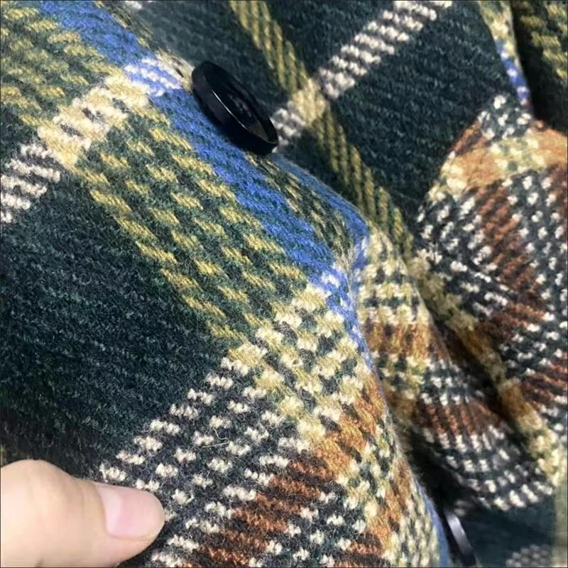 Vintage Plaid Tweed lunghi cappotti di lana donna inverno nuovo misto lana sciolto addensare giacche coreano caldo cotone imbottito foderato Casacos