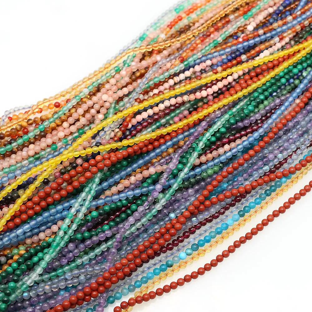 2MM 3MM Winzige Perlen Natürliche Aquamarin Lapis Lazuli Turmalin Amethyst Stein Perlen für Schmuck Machen Diy Armbänder Zubehör