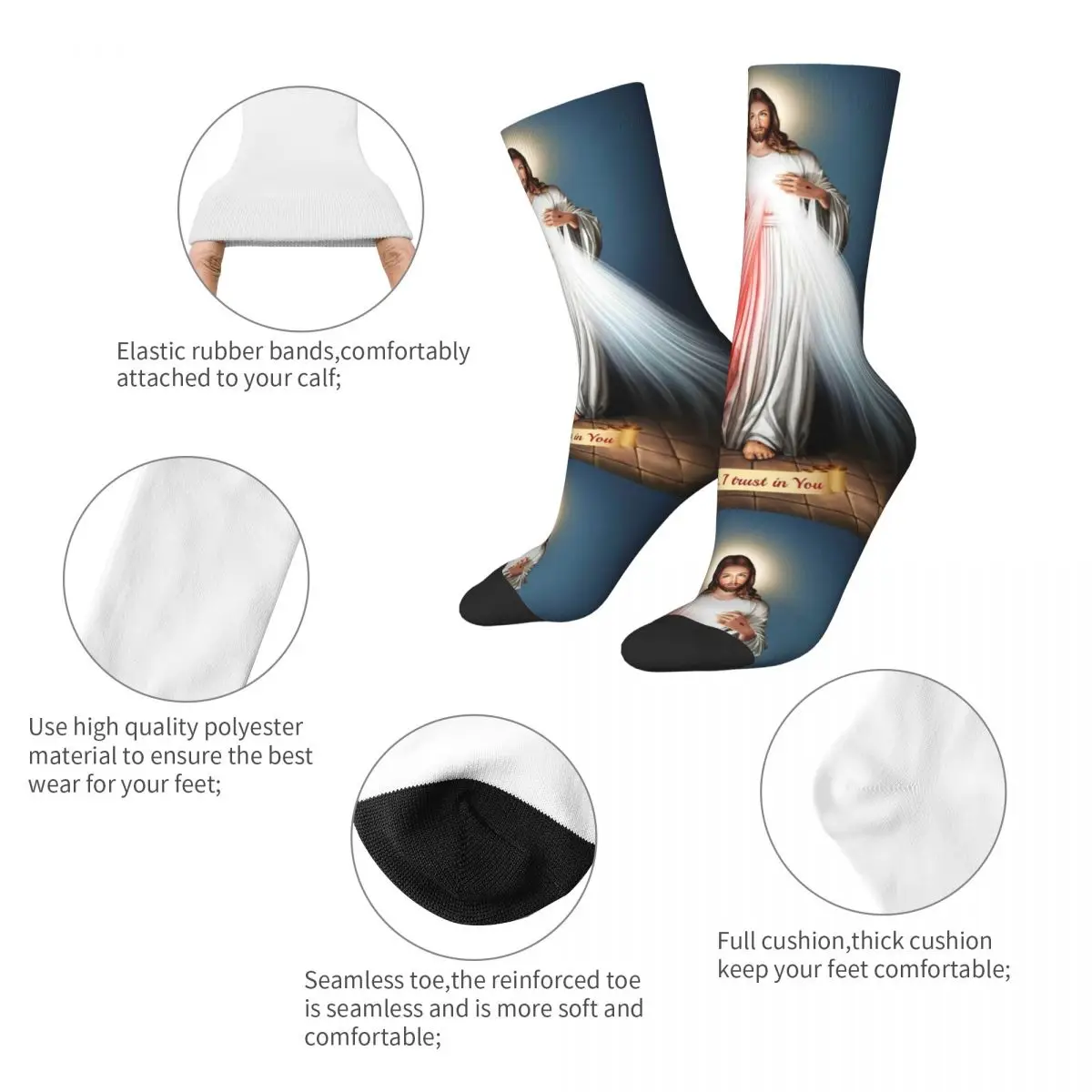 Christ Jesus Divine Mercy Men Women Socks Saint Christian Jesus Painting Middle Tube Socks Comfortable Little Small Gifts