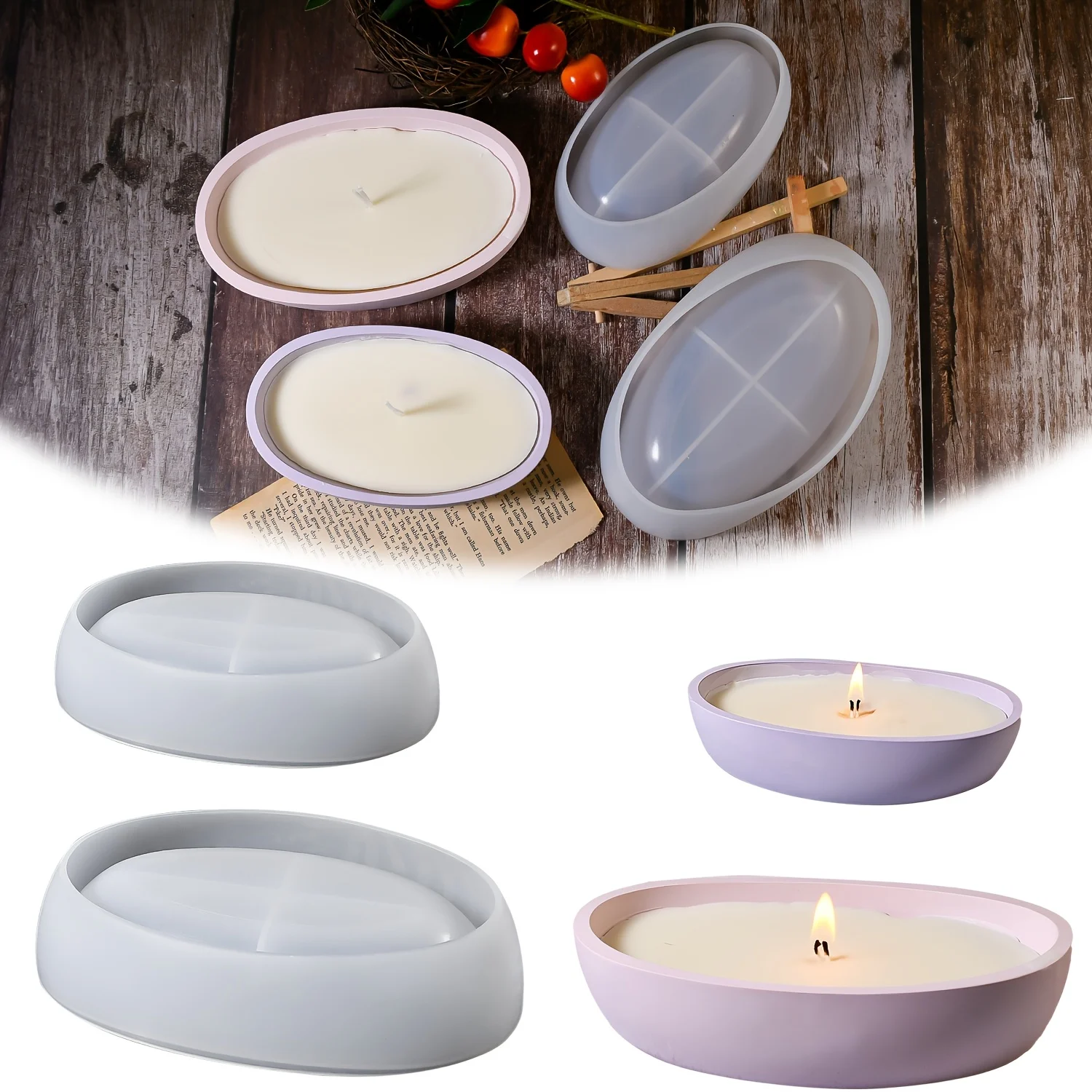 Resin Casting Molds，drop glue size oval candle storage silicone mold gypsum aromatreatment candlestick decoration，home
