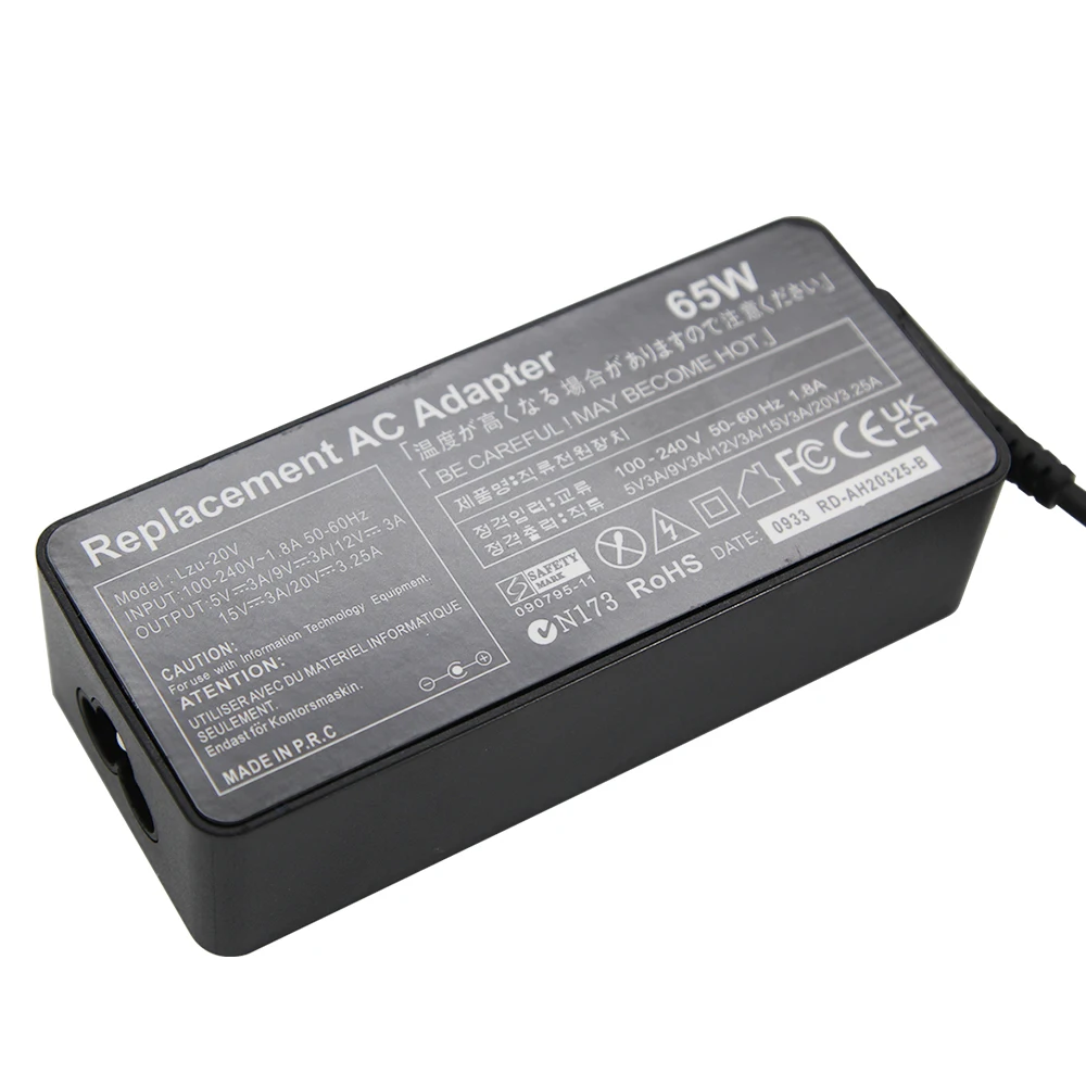 Imagem -02 - Usb tipo c Adaptador de Alimentação Carregador 20v 3.25a 65w Carregador para Lenovo Thinkpad x1 Carbono Yoga X270 X280 T580 P51s P52s E480 E470 s2 Computador Portátil