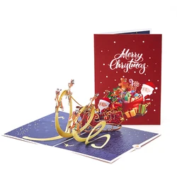 Merry Christmas Greeting Cards Handmade Christmas Gift Postcard With Envelope Snowman Elk Xmas Party New Year Thanksgiving Gifts