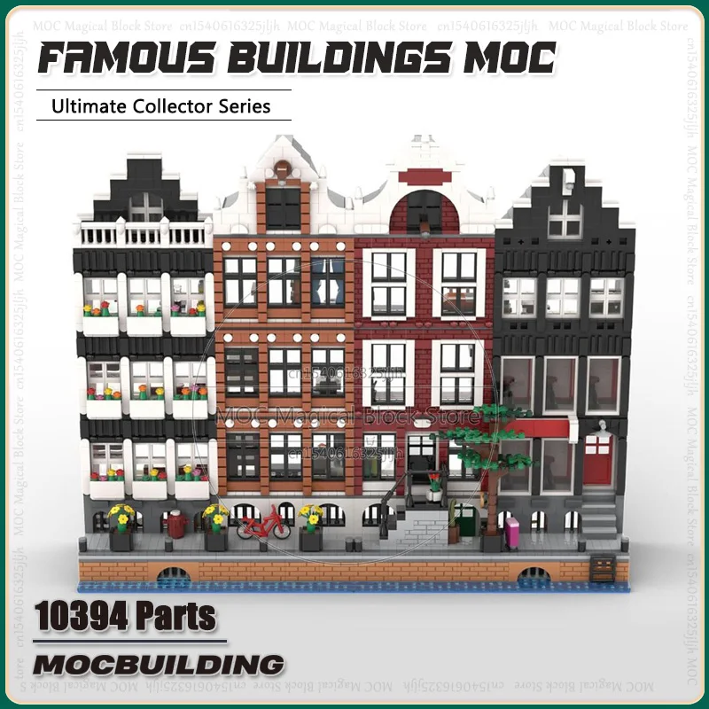 

Модель городской архитектуры UCS, оригинальные модульные строительные блоки MOC, Амстердам, технология дома, кирпичи, сборная коллекция игрушек, подарки
