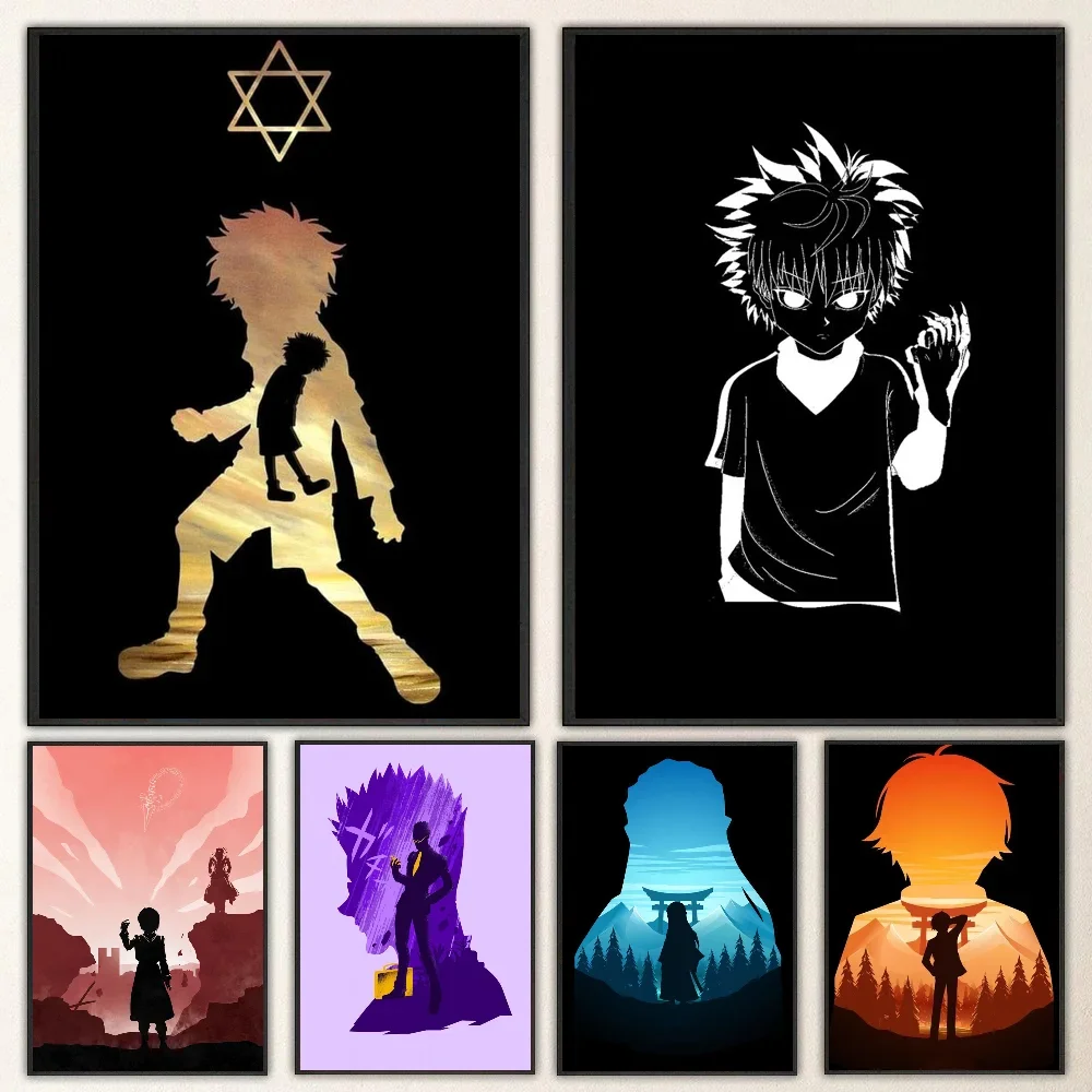 1pc H-Hunter X Hunter Killua Zoldyck Kurapika Gon Freecss Hisoka Poster Self-adhesive Art Waterproof Paper Sticker Wall Decor