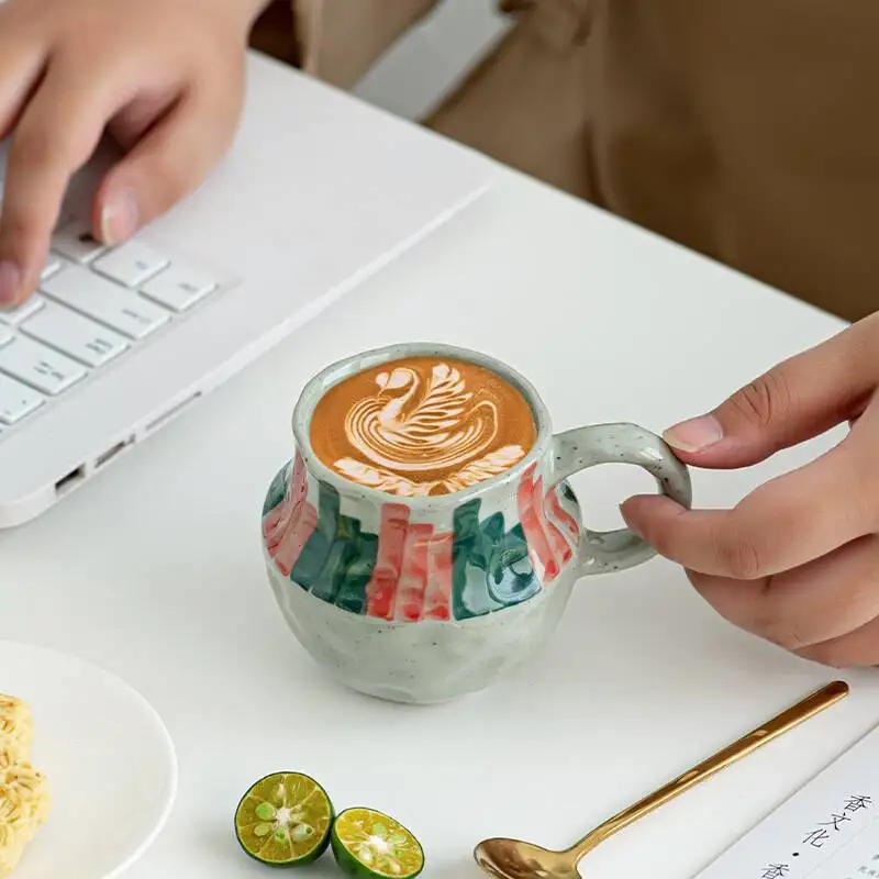 

Japanese retro ceramic coffee cup outdoor restaurant atmosphere latte cup hand-brewed home office cup