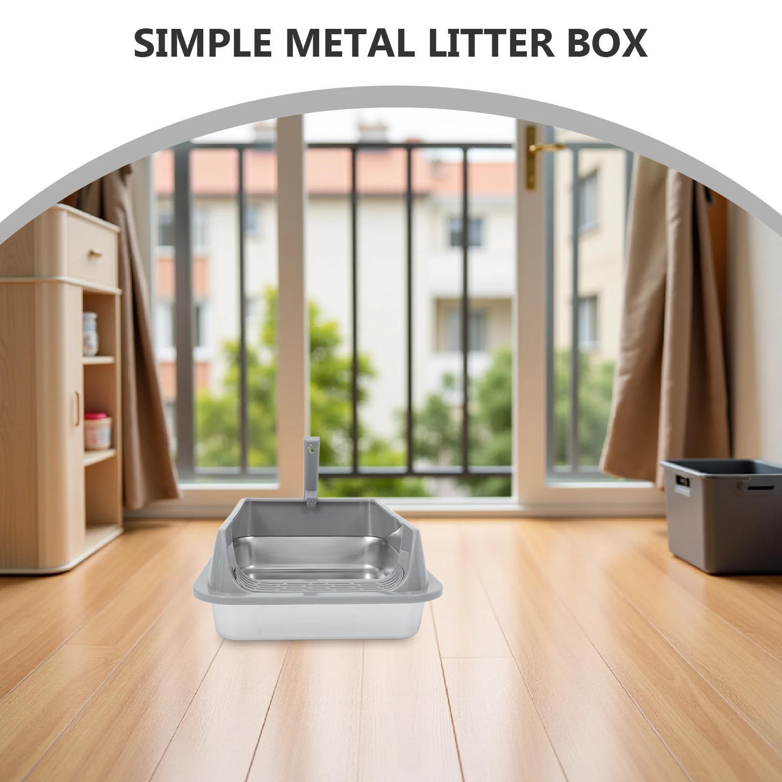 

1 set Stainless Steel Cat Litter Box Metal Covered Pan Small Enclosed Tray For Kitten Adult Pets Easy Clean Grey