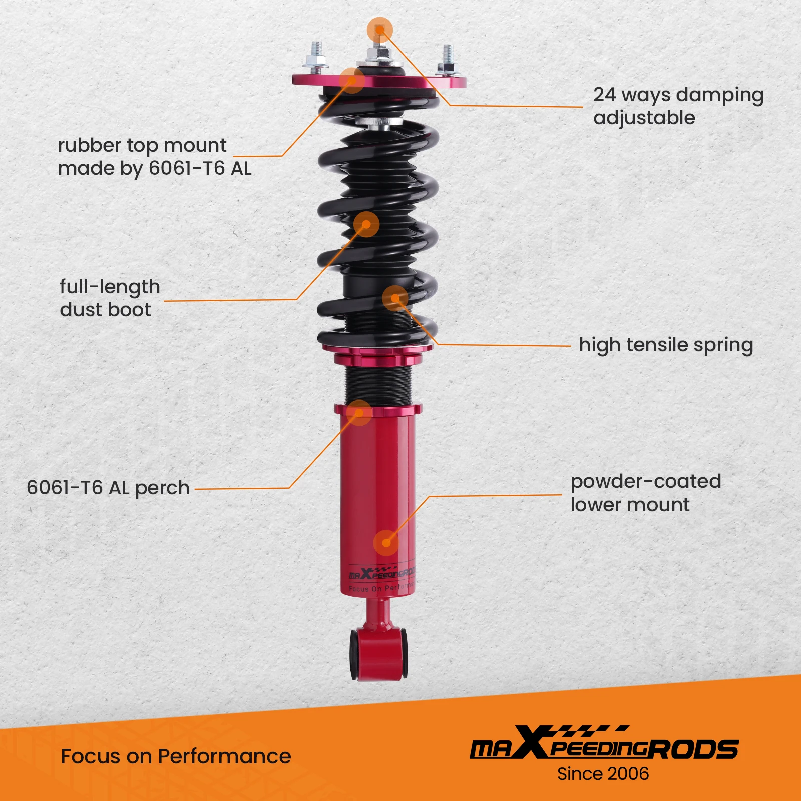 24 Way Adj. Kit d'amortisseur Coilover pour Lexus, Coilovers Coil Strut, SC300, SC400, 92-00