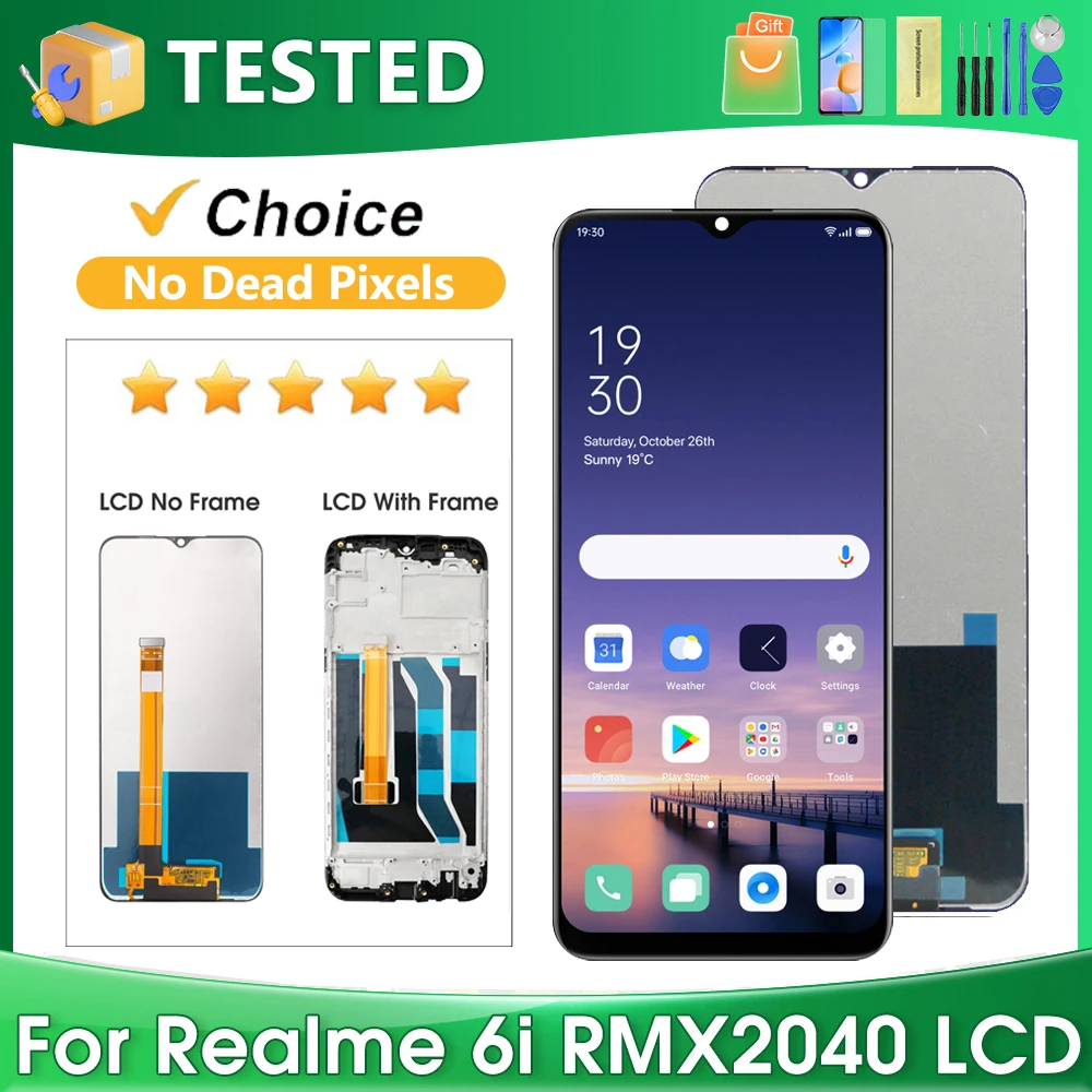 

6,5 ''OEM для OPPO Realme 6i для Realme6i RMX2040, ЖК-дисплей, сменный преобразователь сенсорного экрана в сборе