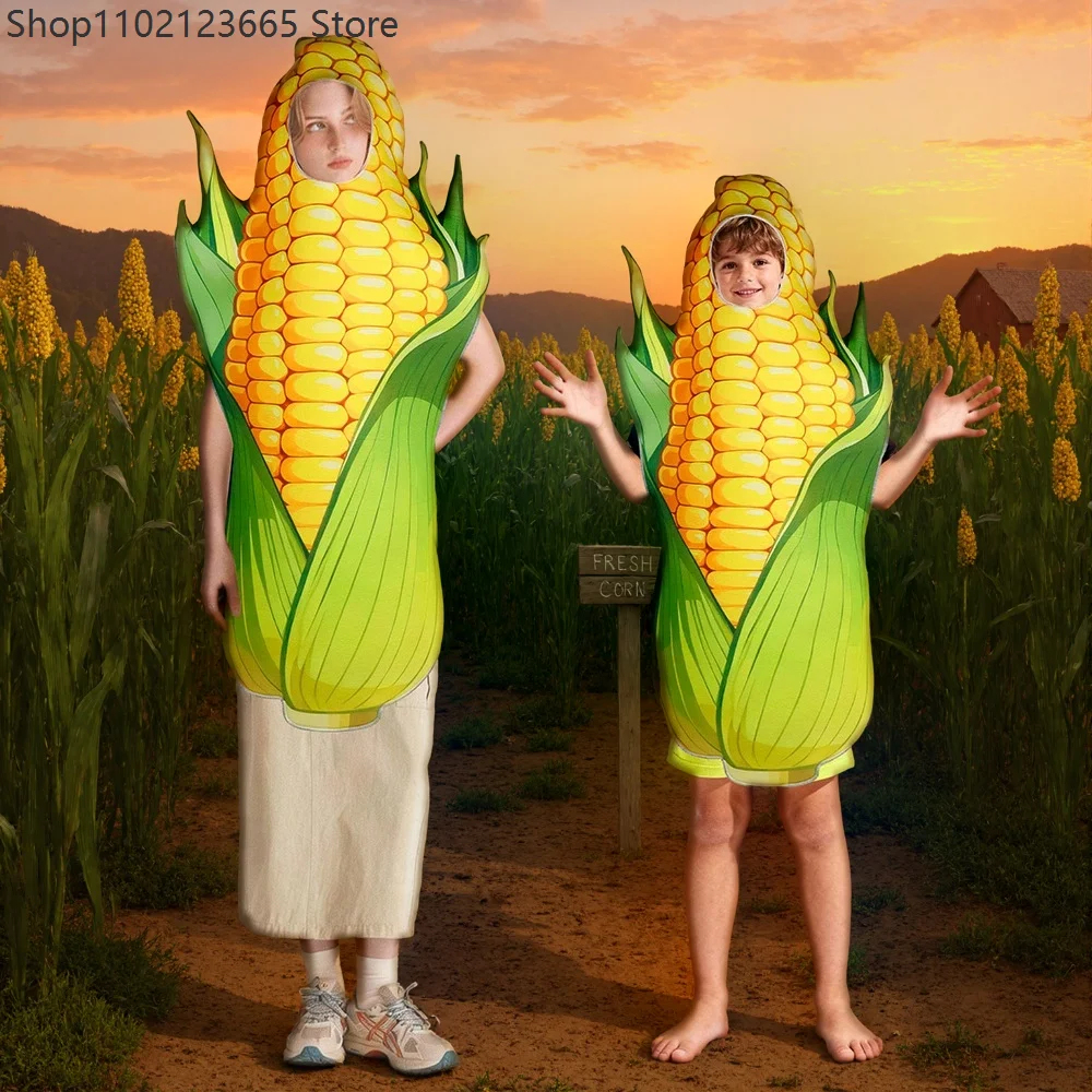 

Novel Adult Men's Corn Costume Fun Onesie Padre-hijo Role-playing Vegetable Costume Unisex Carnival Easter Puritan Stage Set