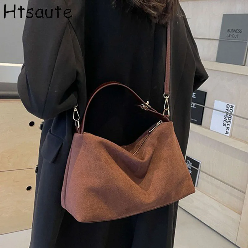 

Advanced Retro Bag for Women's Winter New Textured Single Shoulder Bags with Large Capacity Crossbody Commuting Tote Bag bolas