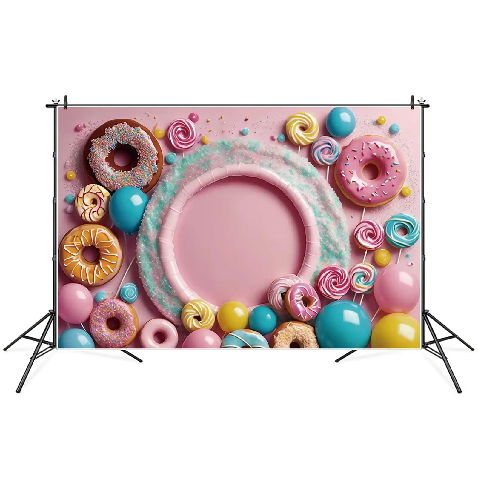 MOON.QG colorato ciambella compleanno sfondi bambini Dessert lecca-lecca palloncino sfondo personalizzato puntelli fotografia festa