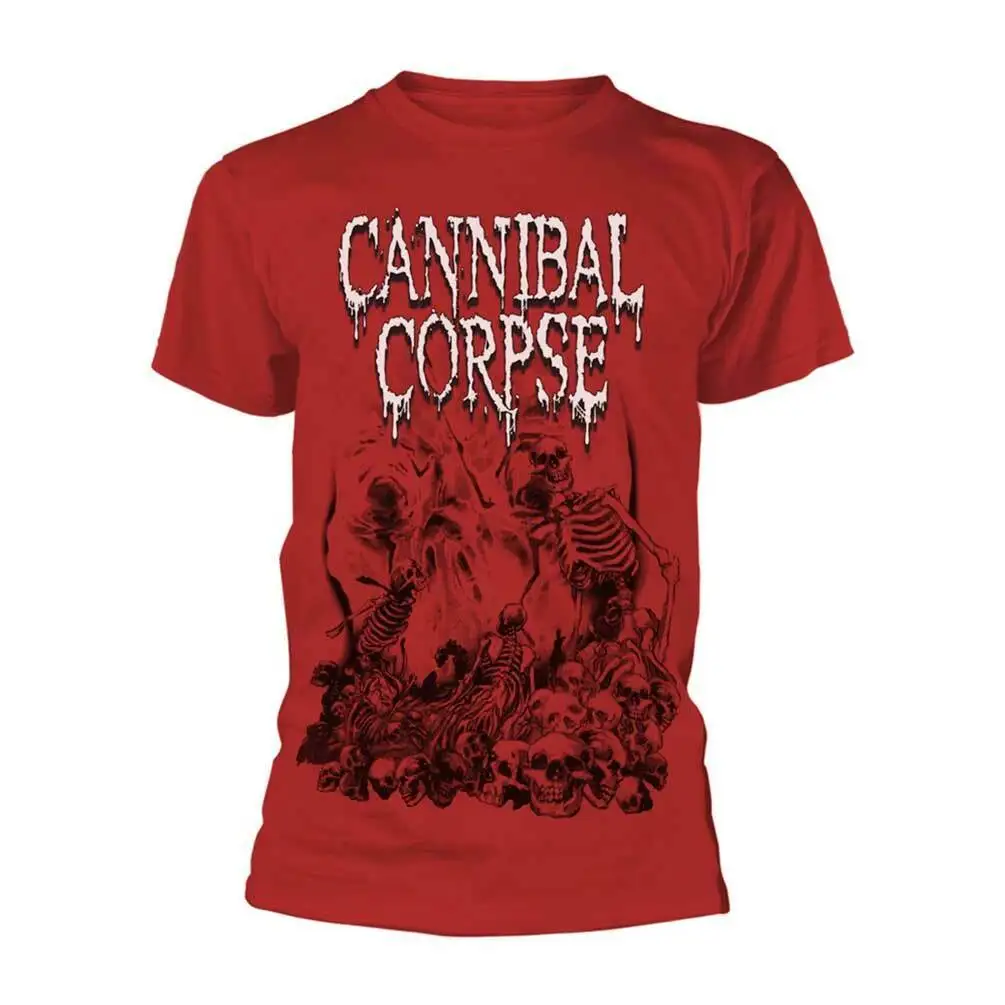 Cannibal Corpse 'Pile Of Skulls' Red T shirt - NEW