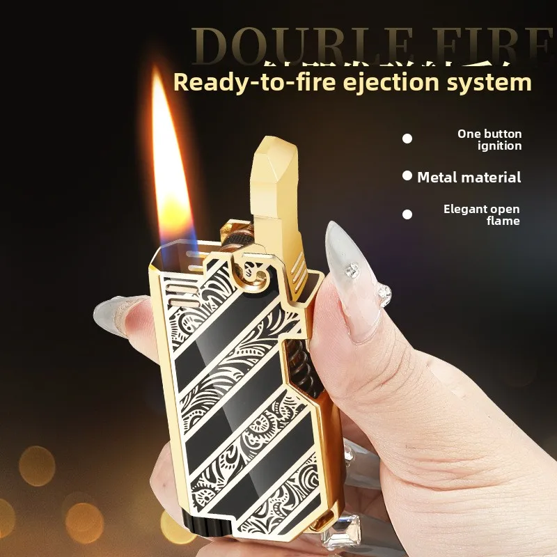 New Mechanical Ejection Ignition Inflatable Lighter, Personalized Color Printing Pattern, High-end Men's Gift（No Gas）
