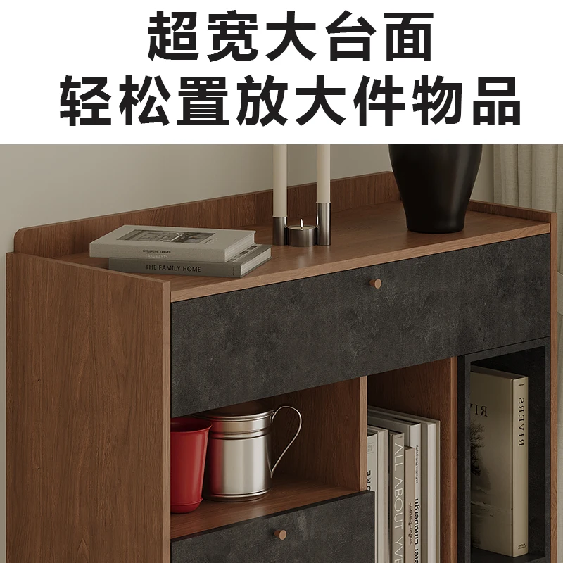 Simple floor-to-ceiling bookshelf in bedroom, low solid wood bookcase in living room, shelf display rack against the wall, integ