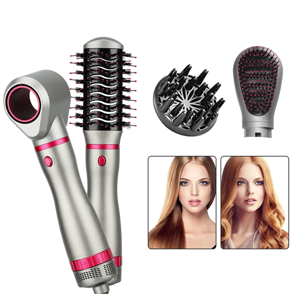 

Hair Dryer Brush Portable 4 Inter Heads 3 Speed Hot Comb Hair Straightening Curling Iron Volumizer Long-haired Styling Tool