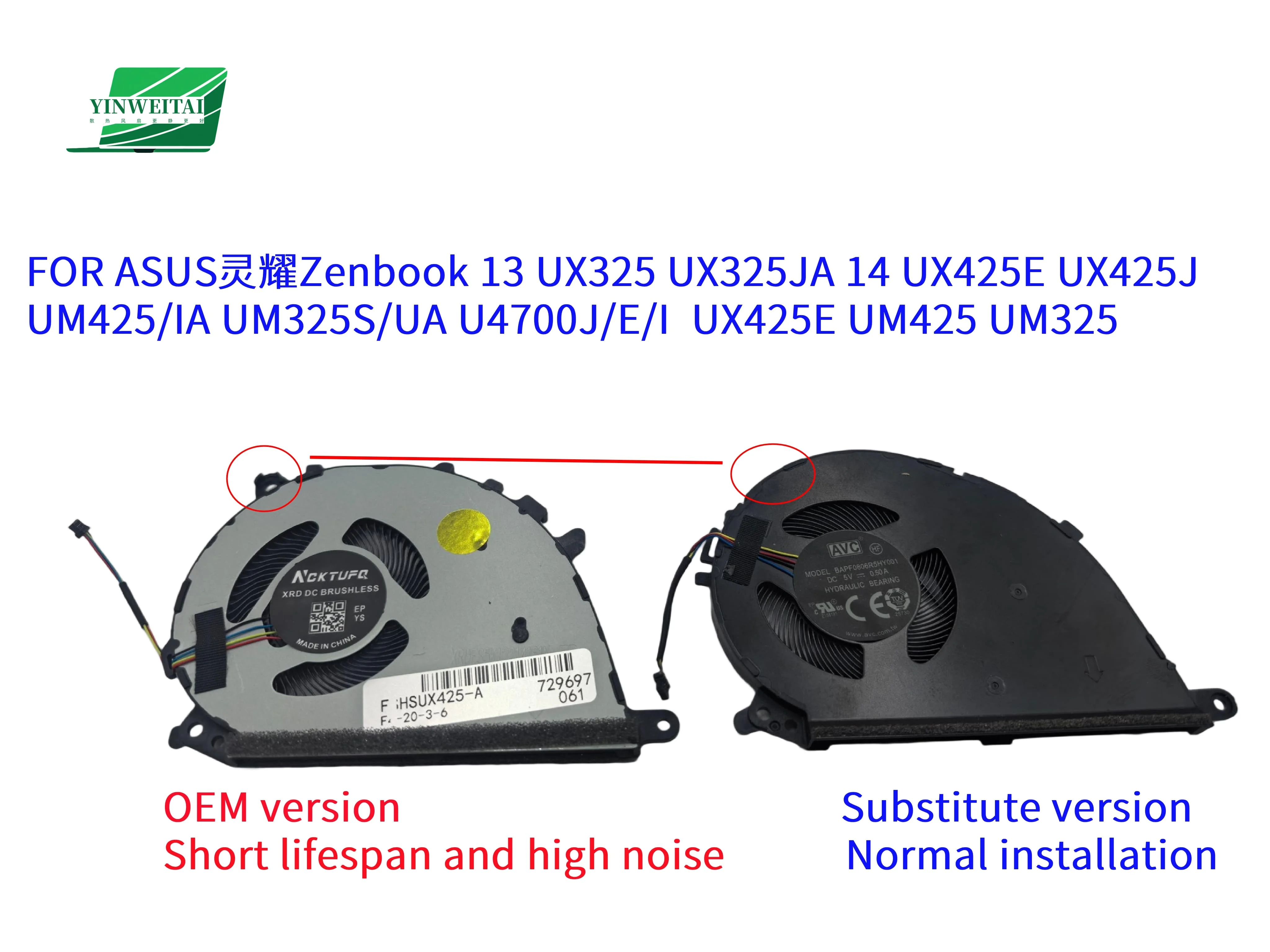

BAPF0806R5HY001 HQ2330018400 DC5V Fan For ASUS Zenbook 13 UX325 UX325JA 14 UX425E UX425J UM425 UM325S UM325 U4700 DFS5K12214161N