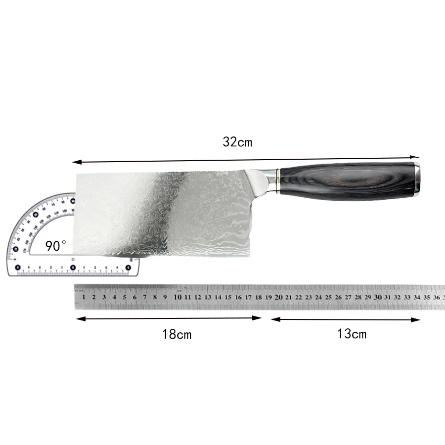 

7-дюймовый китайский нож шеф-повара, 67 слоев, лезвие из дамасской стали, нож для нарезки овощей, тесак для мяса, 10Cr15Mov, кухонные ножи с деревянной ручкой