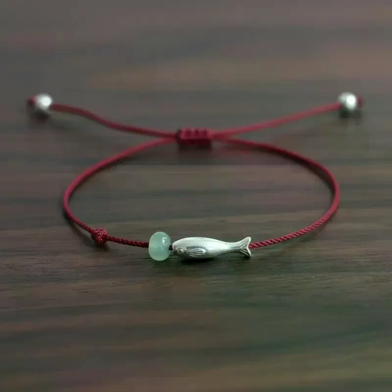 Couple's Beaded Bracelets Red String Woven Lucky Carp Fish Neptunian Year Good Luck Gift Study Success Lucky Charm Hand Cord